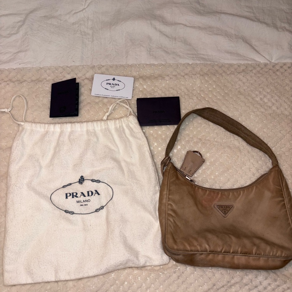 Prada Tan Shoulder Bag with Slouchy Design